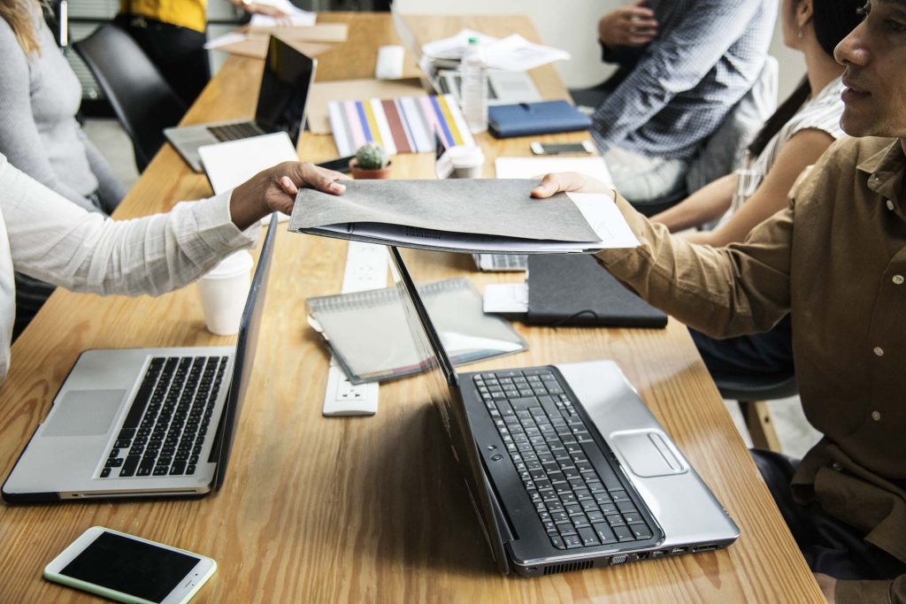 diverse people working office